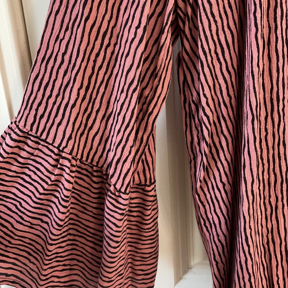 Rosie pink and black striped blouse.